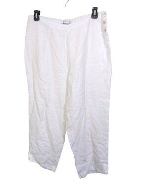 Cut Loose Women Linen Wide Leg Capris Pants White Size XL Beach Lagenlook Boho